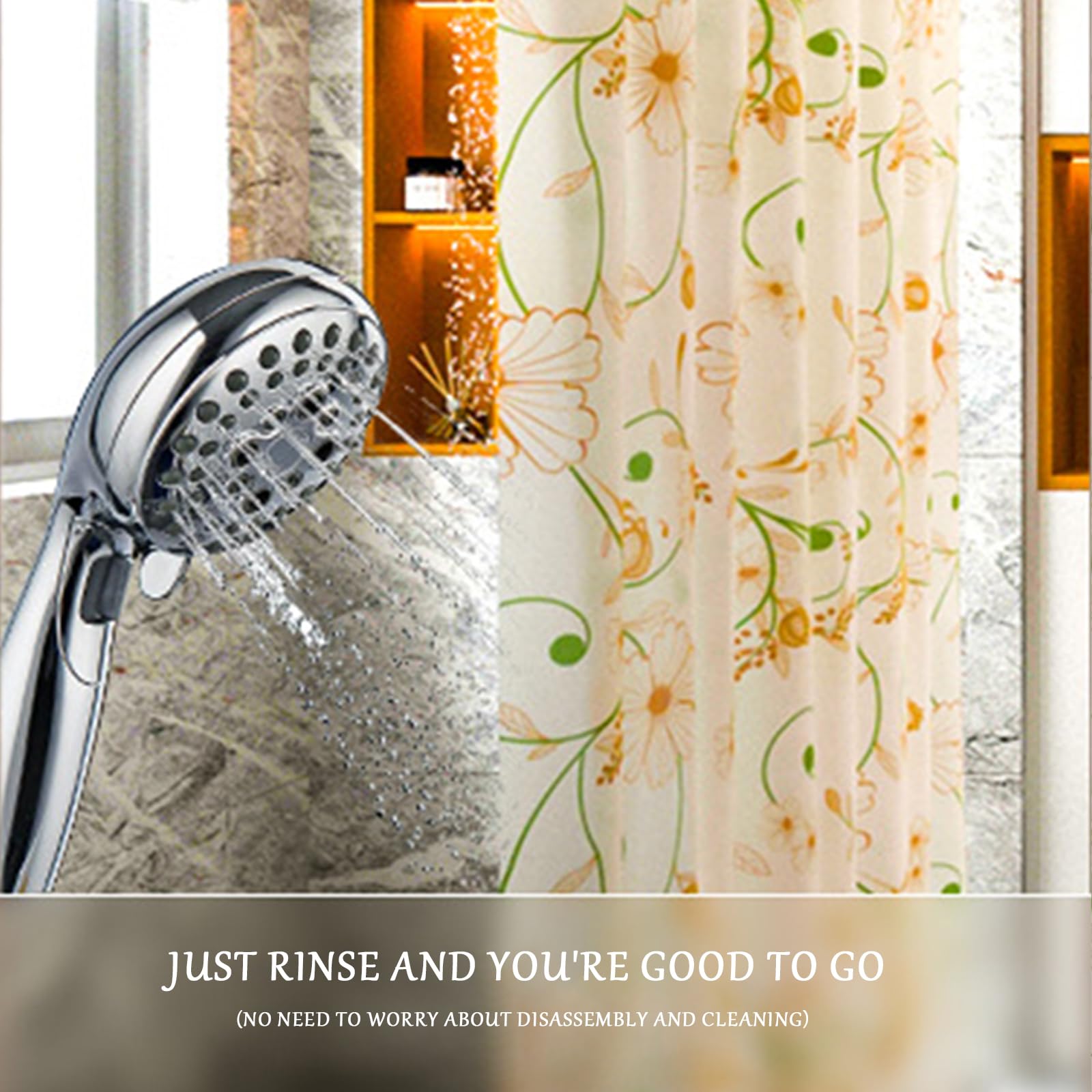Duschvorhang 180x200 cm, Duschvorhang Anti-schimmel, Wasserdicht Und Trocknet Schnell, Waschbar Eva Shower Curtain, Mit Haken, Für Badezimmer Und Badewanne. (180 * 200cm, Geblümt C)