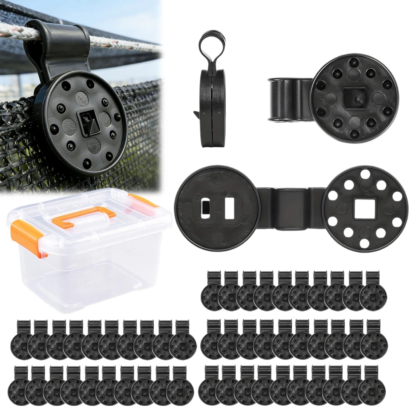 Heavy Duty Garden Tarp Clips, 2026 New Shade Cloth Fix Plastic Clamp, Premium Tarp Clips Fence Fabric Clips, Windproof Lock Grip for Sun Shade Netting, Anti-Bird Mesh, Garden Netting (150PCS)