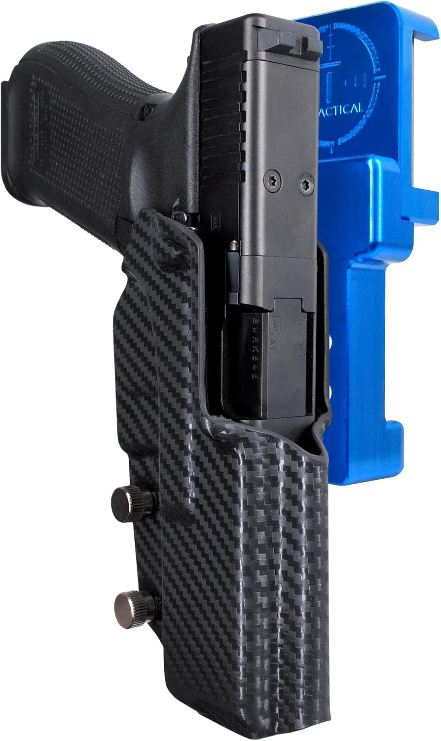 Alloy Competition Holster OWB Fits GL 19, 19X, 23, 32, 45 Outside The Waistband Carry Gun Holster Kydex American Made OWB Aluminum Belt Attachment
