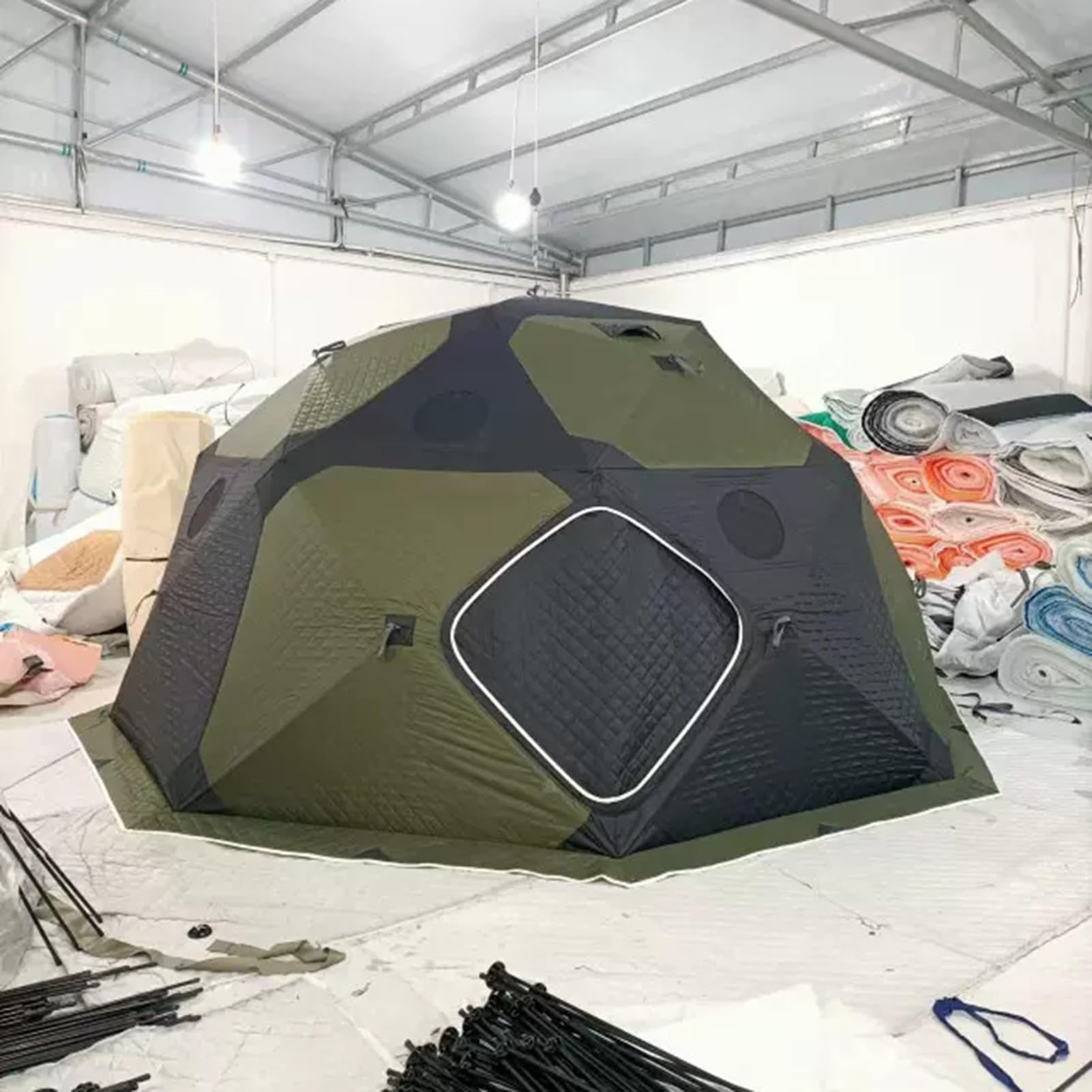 Schronienie wędkarskie na lodzie, przenośny izolowany namiot dla 6-10 osób, piasta termiczna z wyjmowaną podłogą, torba do przenoszenia, kotwice lodowe, linki do wiązania