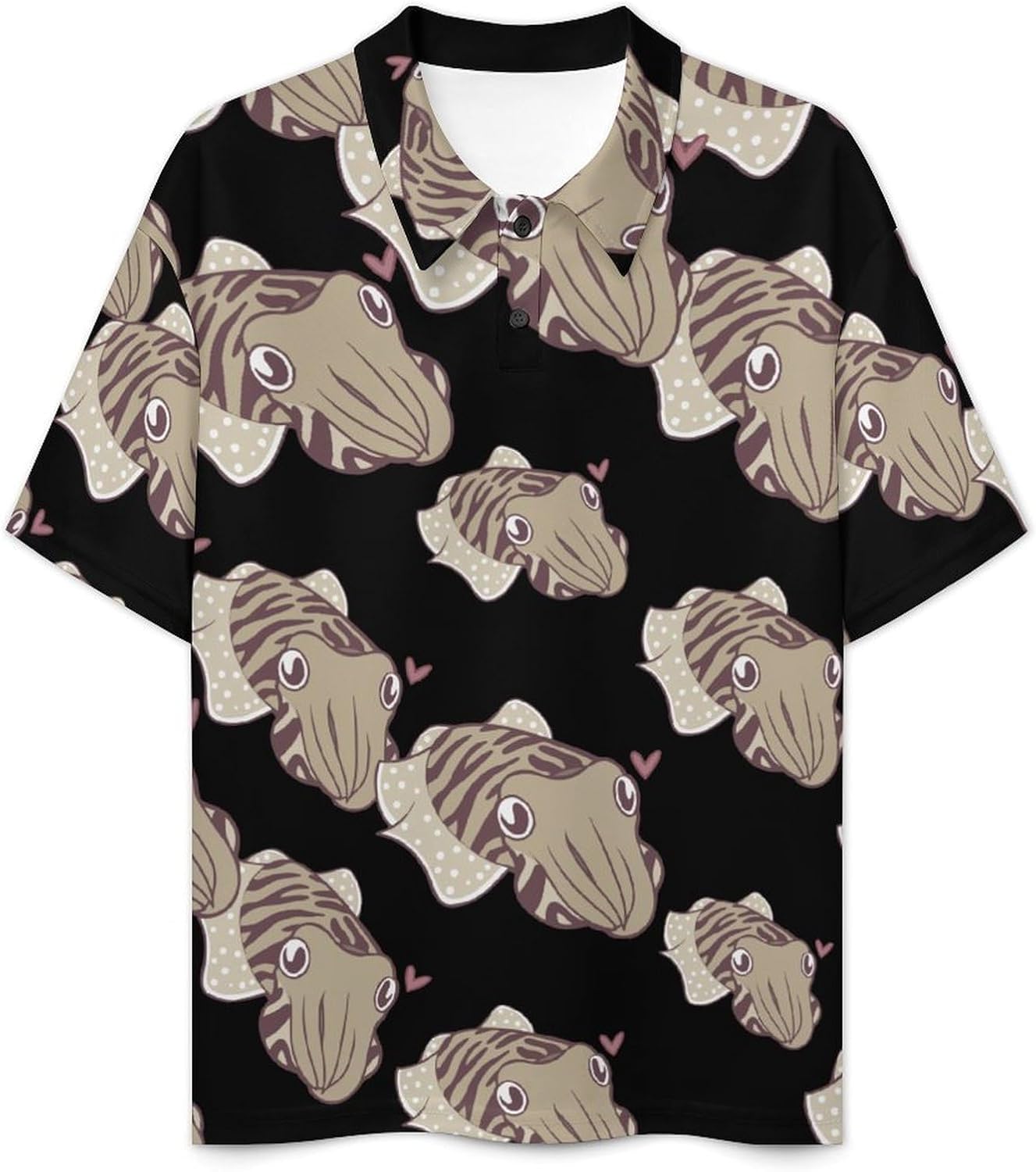 Cuttlefish Love Mens Polo Shirt Short Sleeve Top Tee Casual T-Shirt