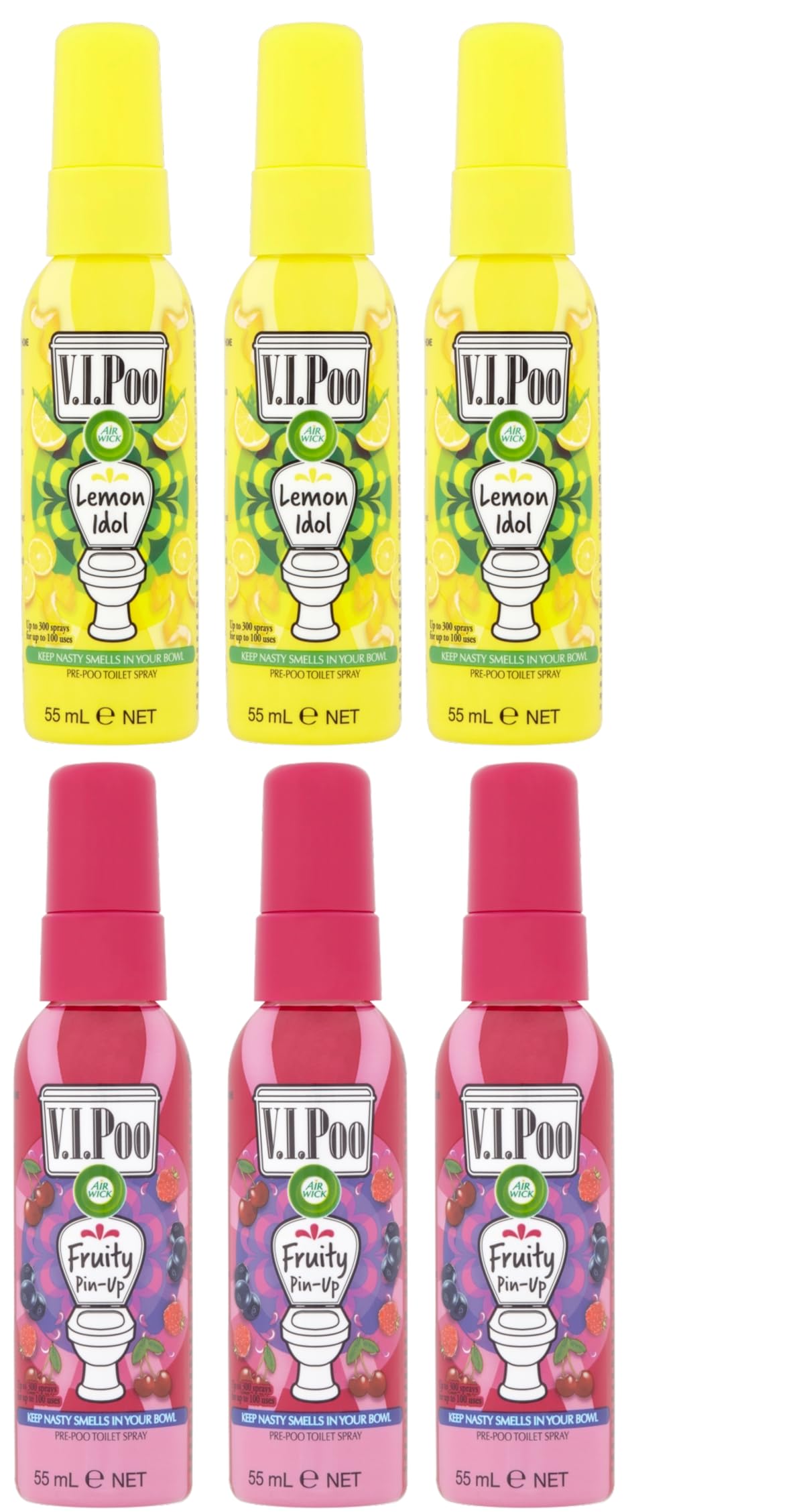 Sponsored Ad – AirWick VIPoo Toilet Air Freshener Spray 55ml Fruity & Lemon Pin-Up, 6 Sprays (3 of each scent)