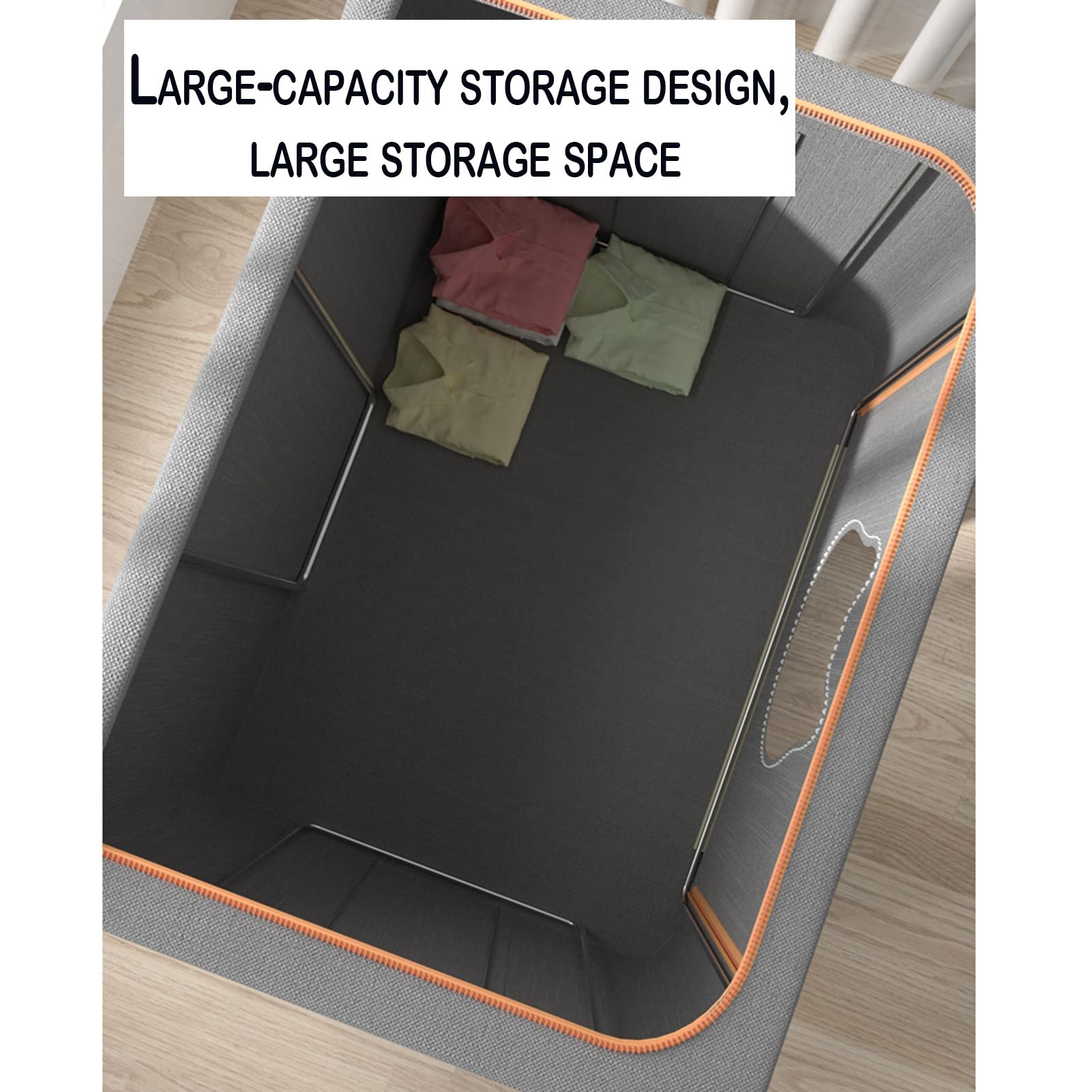 Caja De Almacenamiento De Tela Caja De Almacenamiento De Ropa para El Hogar Caja De Almacenamiento De Dormitorio Plegable Impermeable Fuerte Capacidad De Carga (Color : Gris, S : 60x42x40cm)
