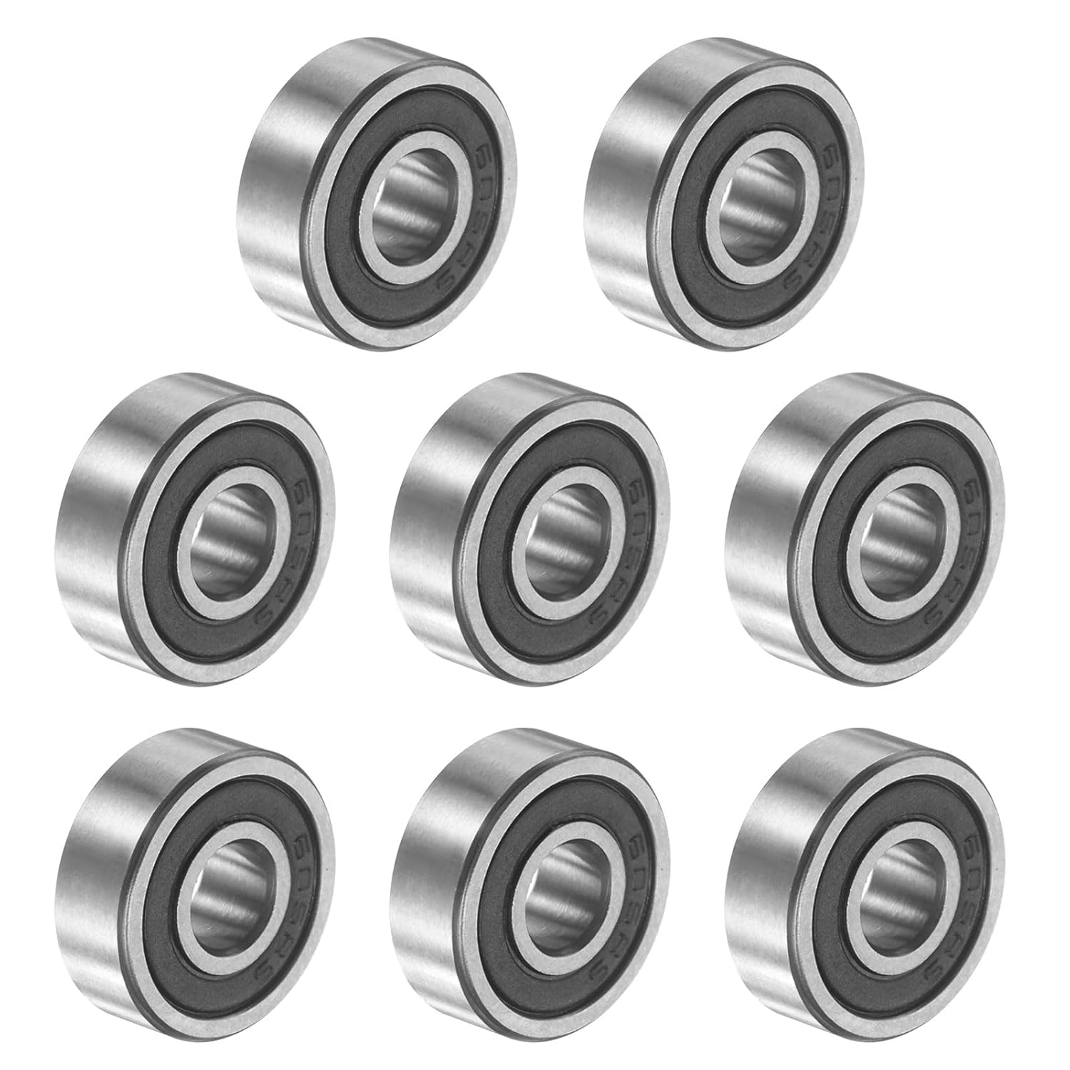 PATIKIL 605RS 5mm x 14mm x 5mm Deep Groove Ball Bearing, 8Pcs Double Plastic Sealed Miniature Industrial Bearings for Electric Motor Industrial Machine Skateboard Roller Skate