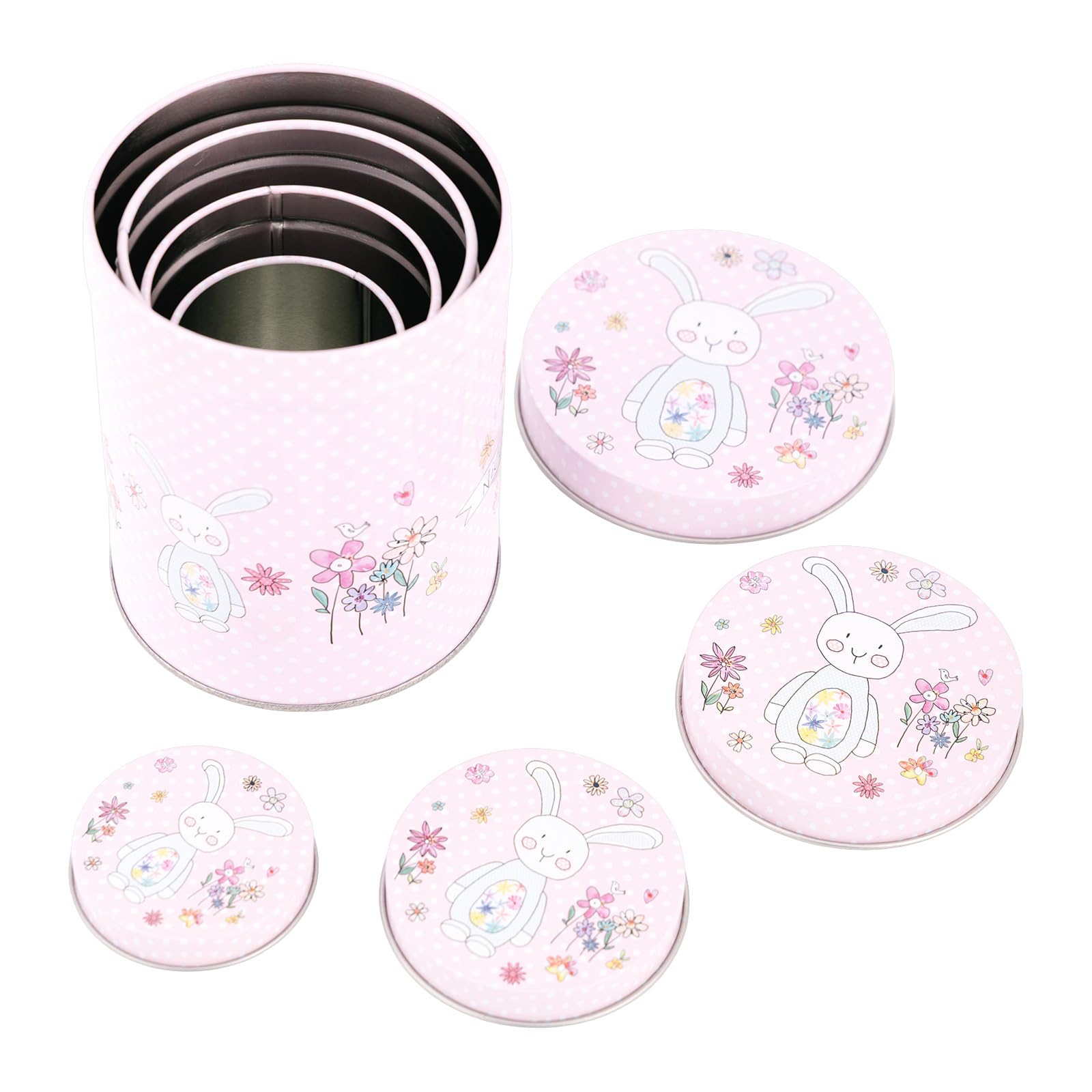 Piceioep Of 4 Rabbits Patterned Metal Tins Decorative Storage Can Ideal for Seasonal Snacks and Small Item Management Metal Candy Container