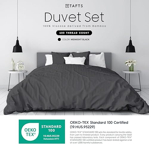 Miniatura 2 de Tafts Juego de funda de edredón tamaño King, juego de 3 piezas, 100% viscosa pura derivada de bambú, lujosamente suave, sedoso y refrescante, 2
