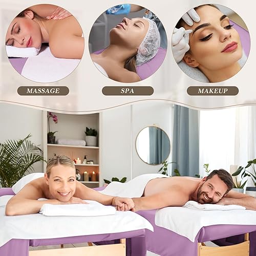 Miniatura 6 de Mixweer Juego de 9 sábanas de mesa de masaje, incluye sábanas de masaje, funda para cama de masaje, funda para reposo facial, funda para cama de