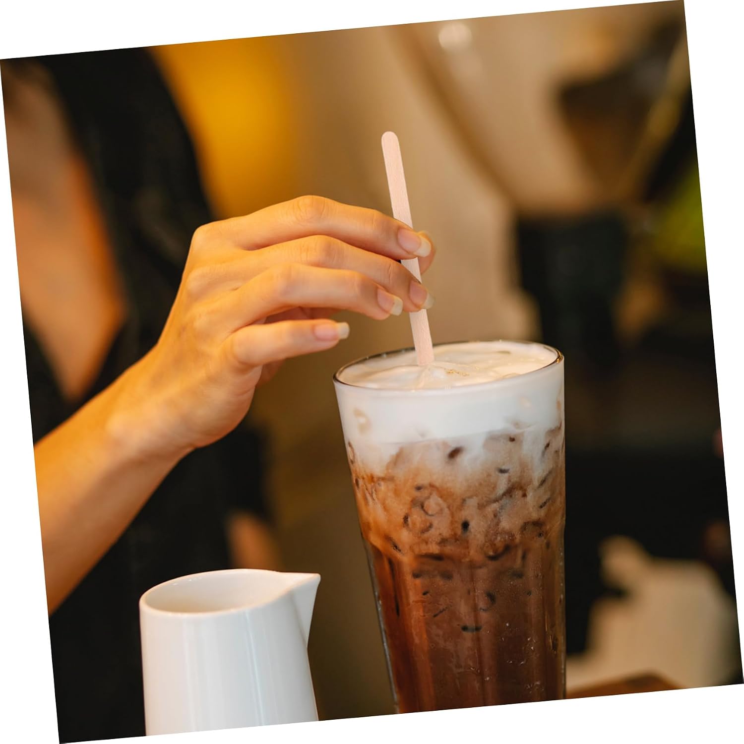 Zerodeko 100pcs Coffee Stirrer Sticks Drink Mixers Disposable Stirrers for Cold Drinks Wooden Stir Sticks for Cocktails Juices