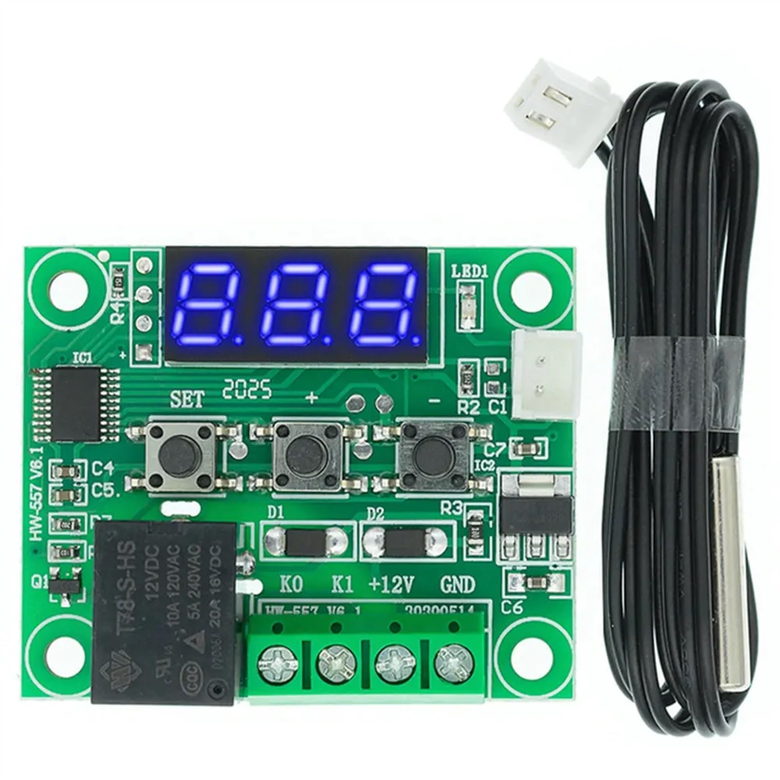 MMUNNA W1209 lumière Bleue/Rouge DC 12 V Chaleur température Froide Thermostat Interrupteur de contrôle de température régulateur de température thermomètre Thermo (Color : W1209 Blue)