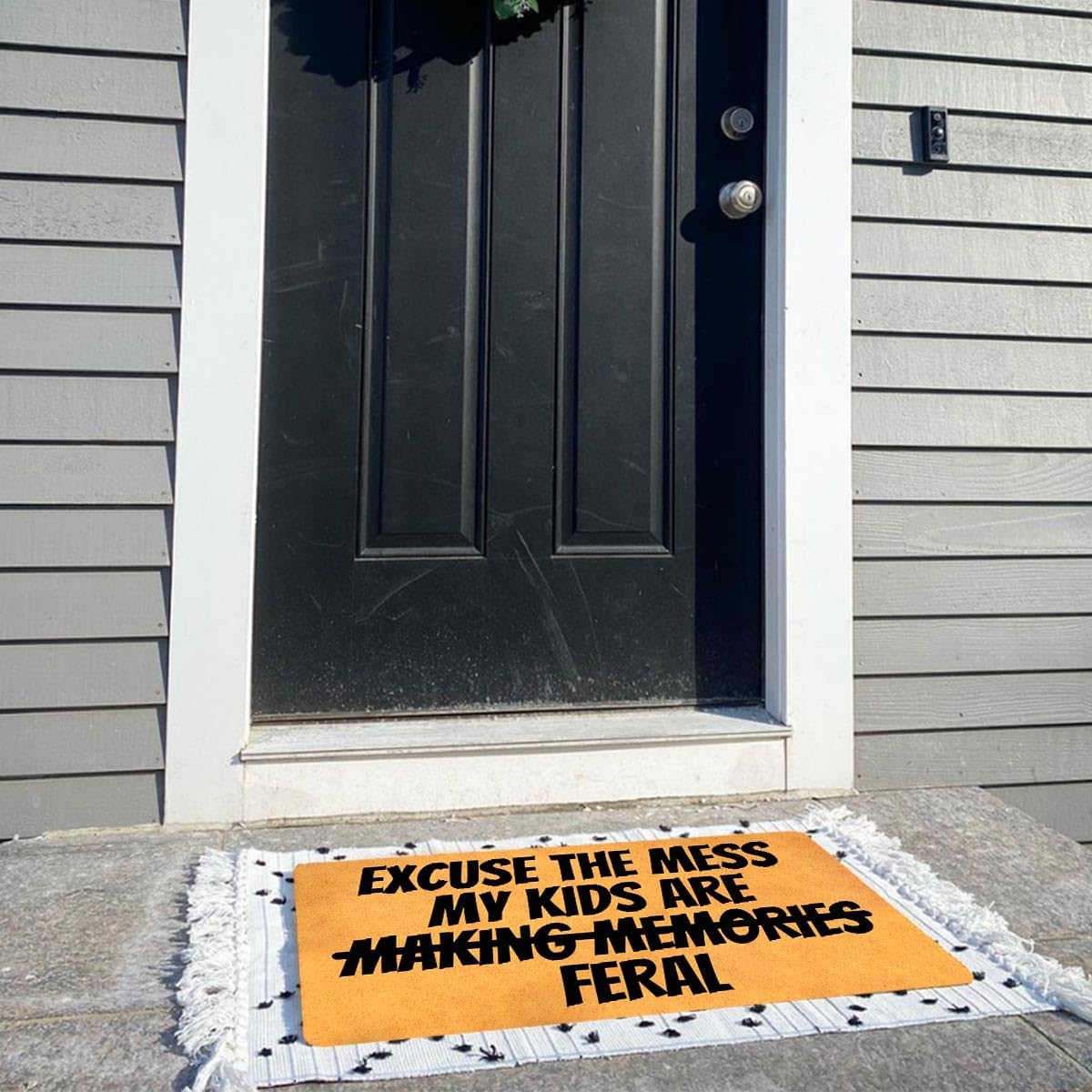 Funny Welcome Doormat 23.7x15.9 inch Front Door Entrance Way Indoor Decor Mats House Warming Gift Area Rugs (Excuse The Mess My Kids are Feral)