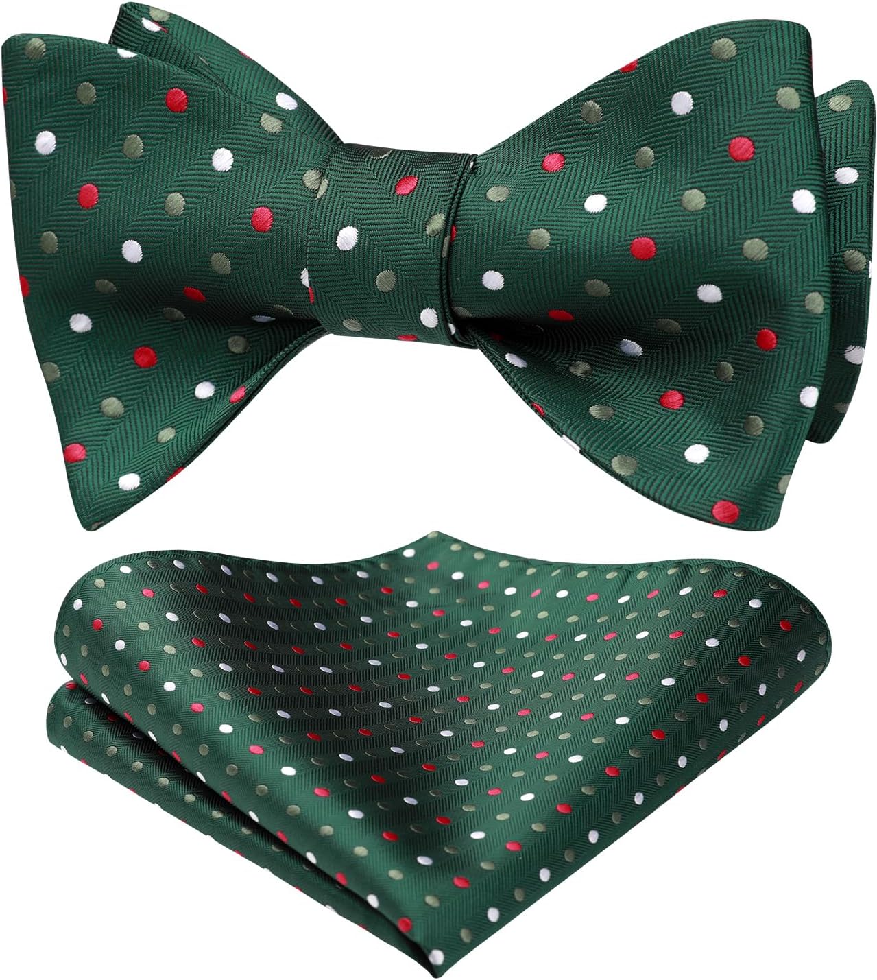 HISDERN Bow Ties for Men Polka Dot Selftie Bowtie and Pocket Square Classic Business Tuxedo Wedding Bowties Handkerchief