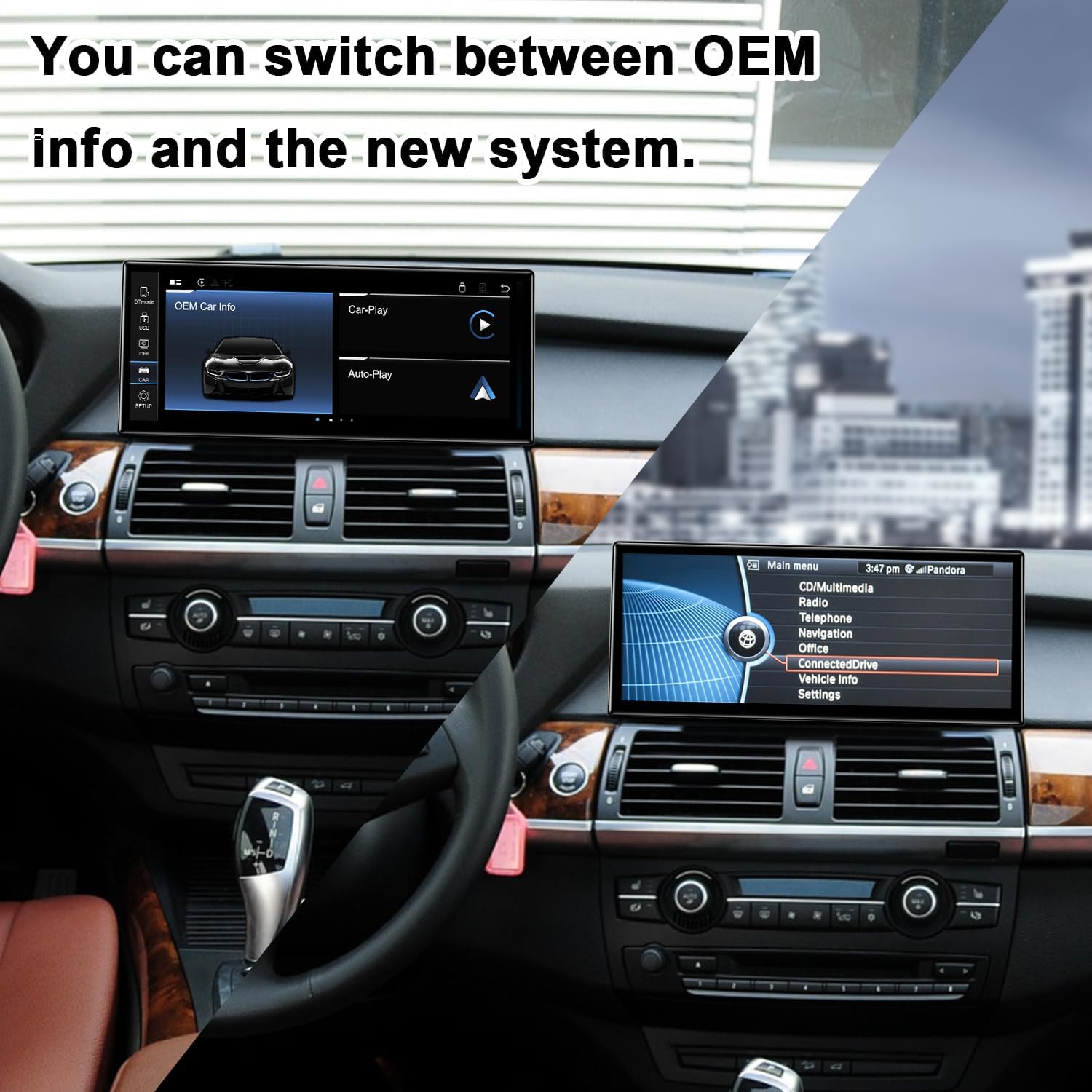 PEMP Linux 12.3" Ultra-Thin Screen E70 E71 CIC Wired Wireless CarPlay Android Auto Mirror Link Car Radio Bluetooth Video Player Screen for BMW X5 X6 2010-2012 with a 720P AHD Reverse Camera