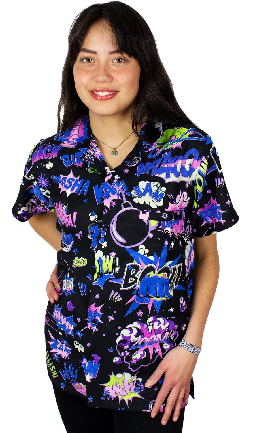 King Kameha Funky Hawaiian Blouse, BoomBang, monopurple, 4XL