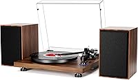 DIGITNOW Bluetooth Turntable HiFi System with 36W Bookshelf Speakers, Vinyl Record Player, Magnetic Cartridge, USB MP3 Ripper