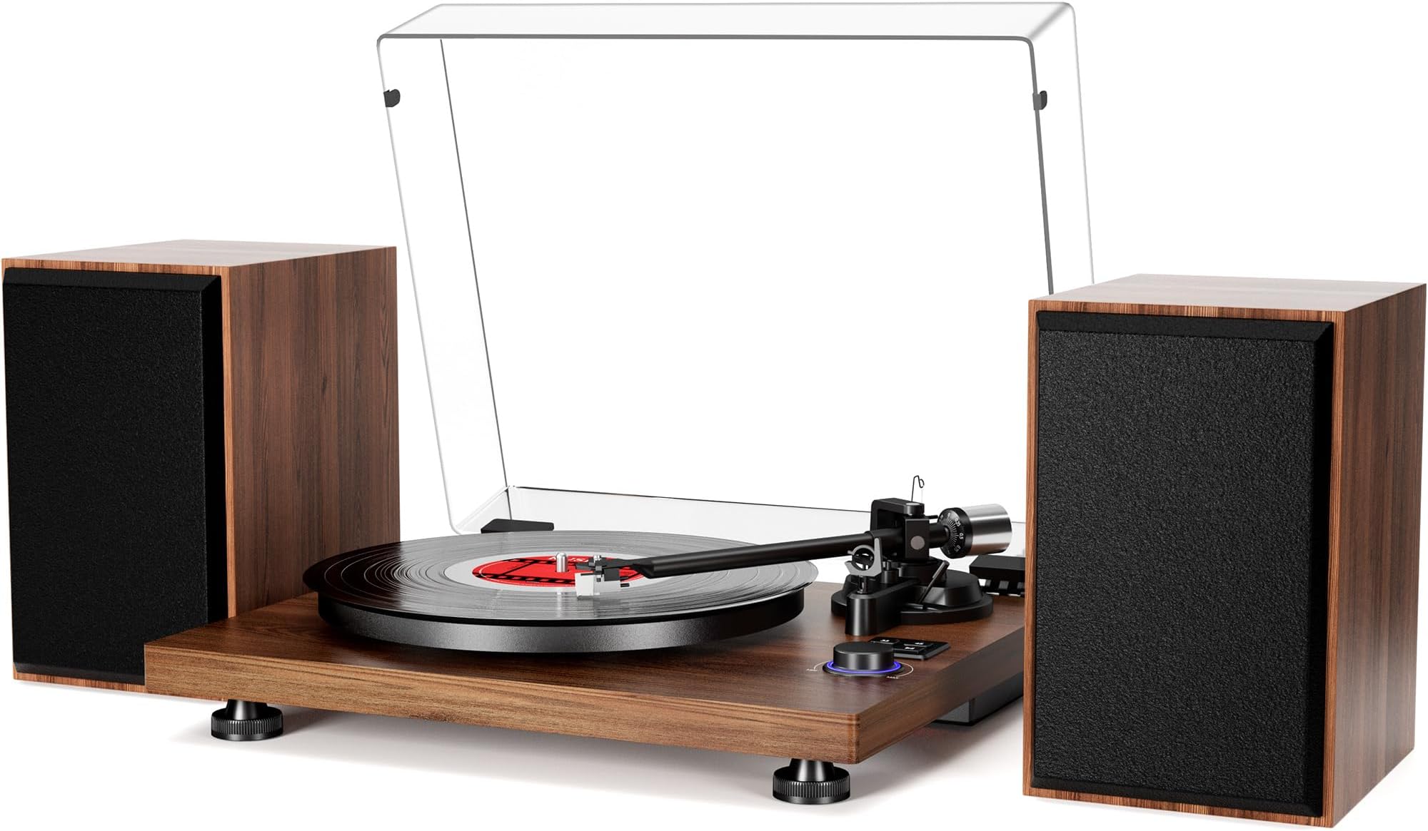 Bluetooth Record Player Wireless Turntable HiFi System Wooden Bluetooth Turntable Converter with Counter Weight, Audio Player with Twin Detachable Speakers,Built-in Phono Preamp and AT-3600L Cartridge