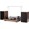 Bluetooth Record Player Wireless Turntable HiFi System Wooden Bluetooth Turntable Converter with Counter Weight, Audio Player with Twin Detachable Speakers,Built-in Phono Preamp and AT-3600L Cartridge
