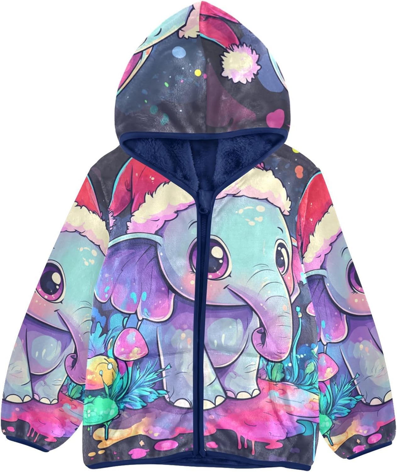 KLL Cute Elephant Dripping Paint Toddler Jackets Outerwear Jackets Navy Blue Trendy Baby Boys Clothes