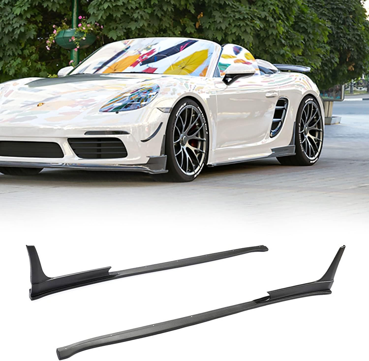 Carbon Fiber Side Skirts Fits for Porsche 718 Boxster Cayman GTS Spyder 2-Door 2017-2021 Factory Outlet CF Under Door Rocker Panels Valance Extension Lip