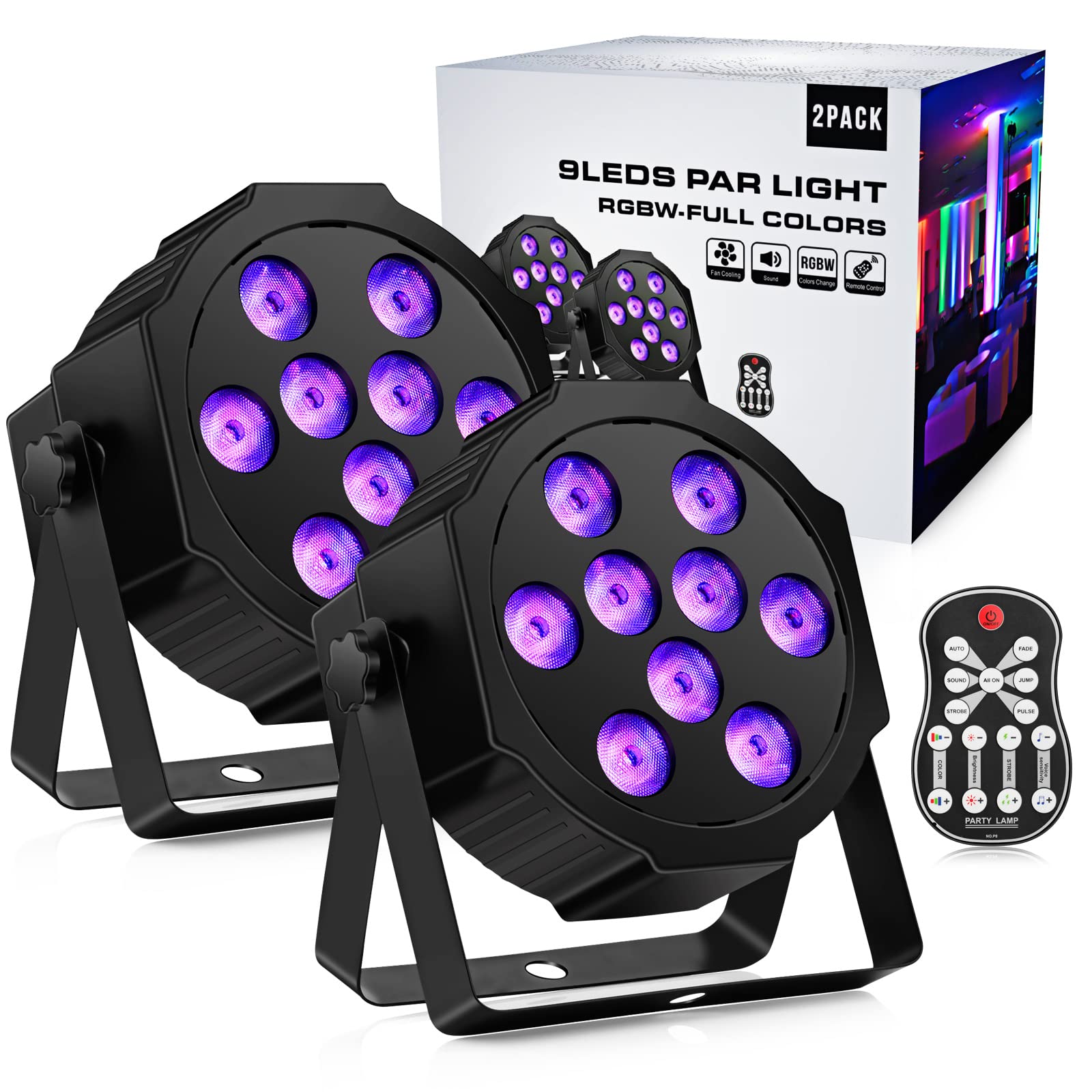 Stage Lights Led Stage Par Light Party - 36W 9LEDs RGBW Stage Lighting Remote & DMX Control Sound Ac
