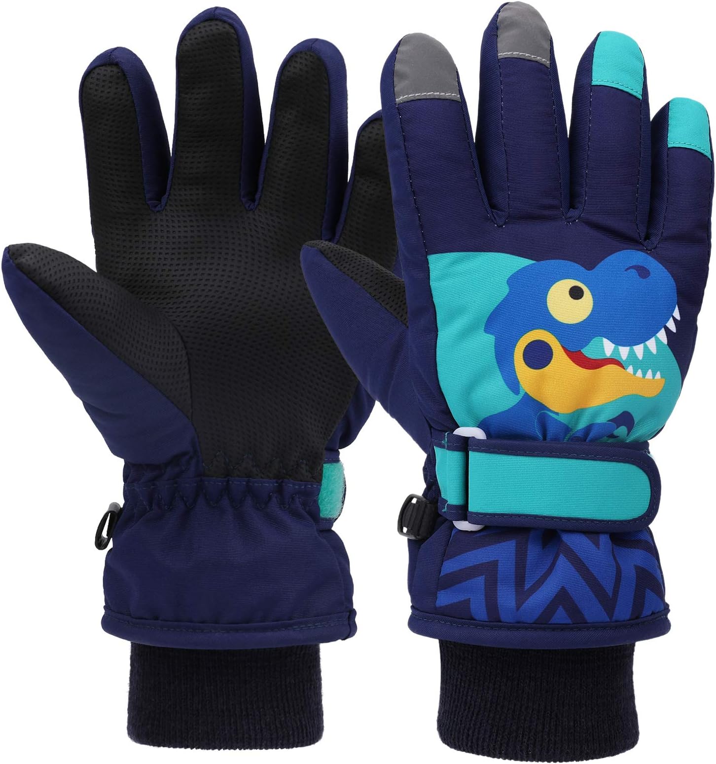 QKURTKids Ski Gloves, Winter Warm Windproof Snow Mittens Girls Boys Cold Weather Gloves for 2~13 Years Old Kids Sledding Snowboard Skating Cycling Running and Outdoor Activities