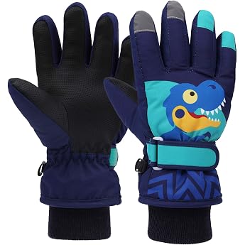 Qkurt Children's Ski Gloves Snowboard Gloves Snow Gloves Waterproof and Windproof Winter Mittens For 4-13 Year Old Girls and Boys Skiing Snowboarding Riding Running Hiking Cycling