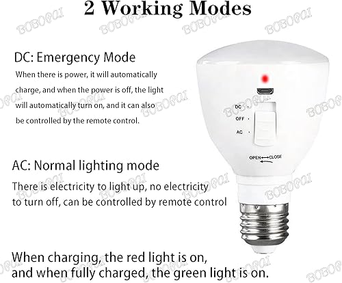 Miniatura 3 de Bombilla de batería recargable USB con control remoto, 7 W LED multifuncional iluminación de emergencia 4 brillo ajustable linterna retráctil E26