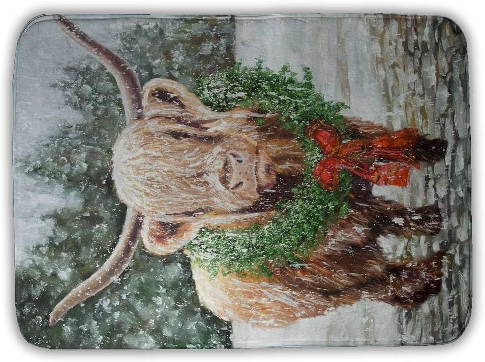 Begin Home Decor 5930-2417-HO23 17 x 24 in. Highland Christmas Cow Bath Mat - Farm Animals Kitchen Decor