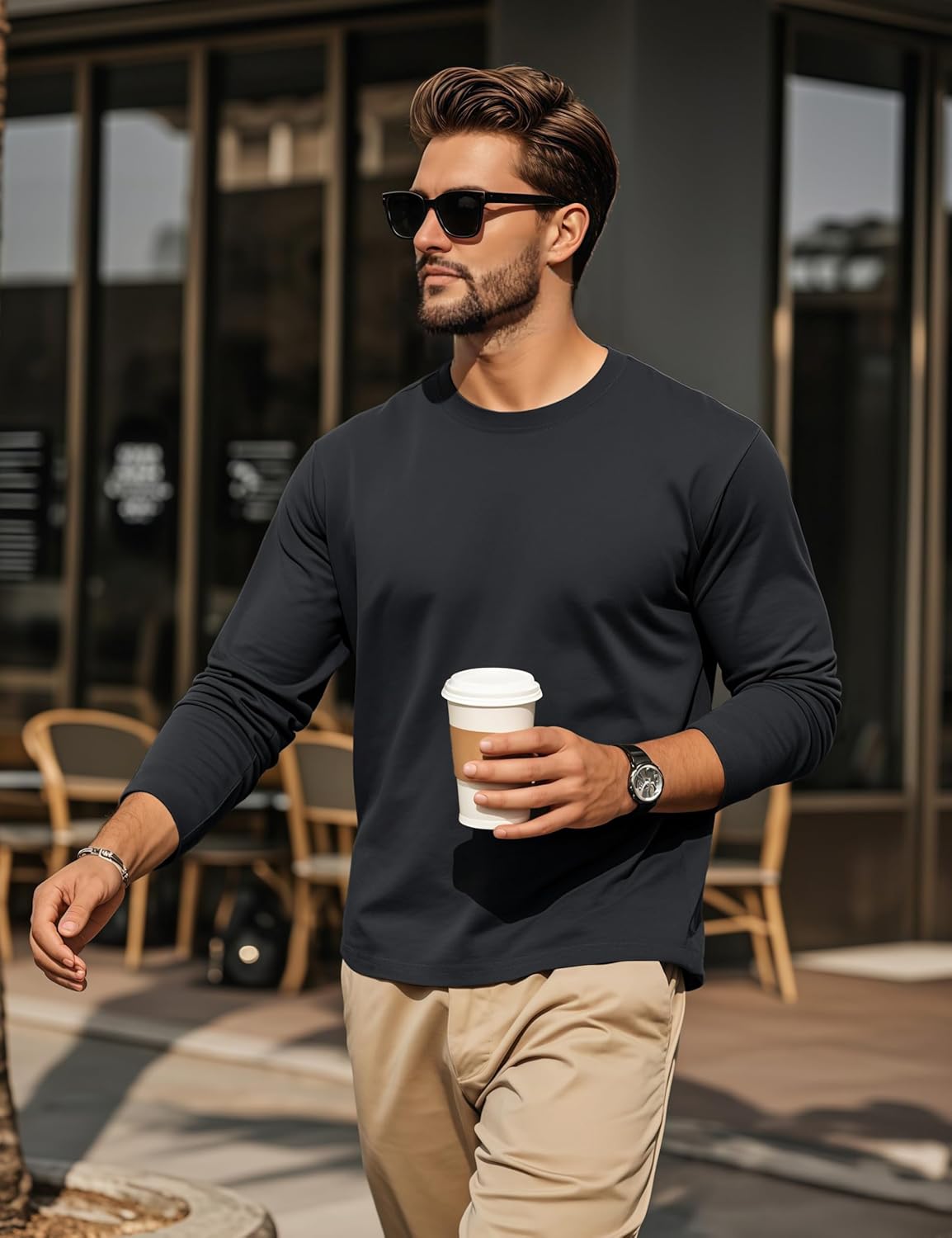 Cotrasen Mens Long Sleeve Tee Shirts Cotton Crew Neck Moisture Wicking Soft Casual Basic T-Shirts - Image 3