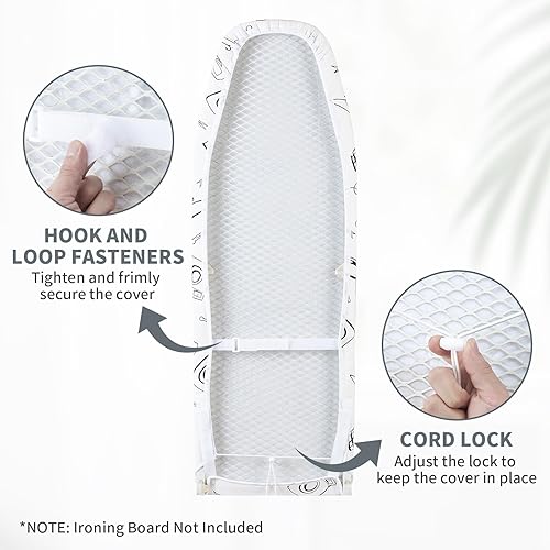 Miniatura 9 de Seiritex Funda para tabla de planchar para puerta de 13 x 37 pulgadas, cubierta pequeña para tabla de planchar con 3 capas reflectantes al calor,