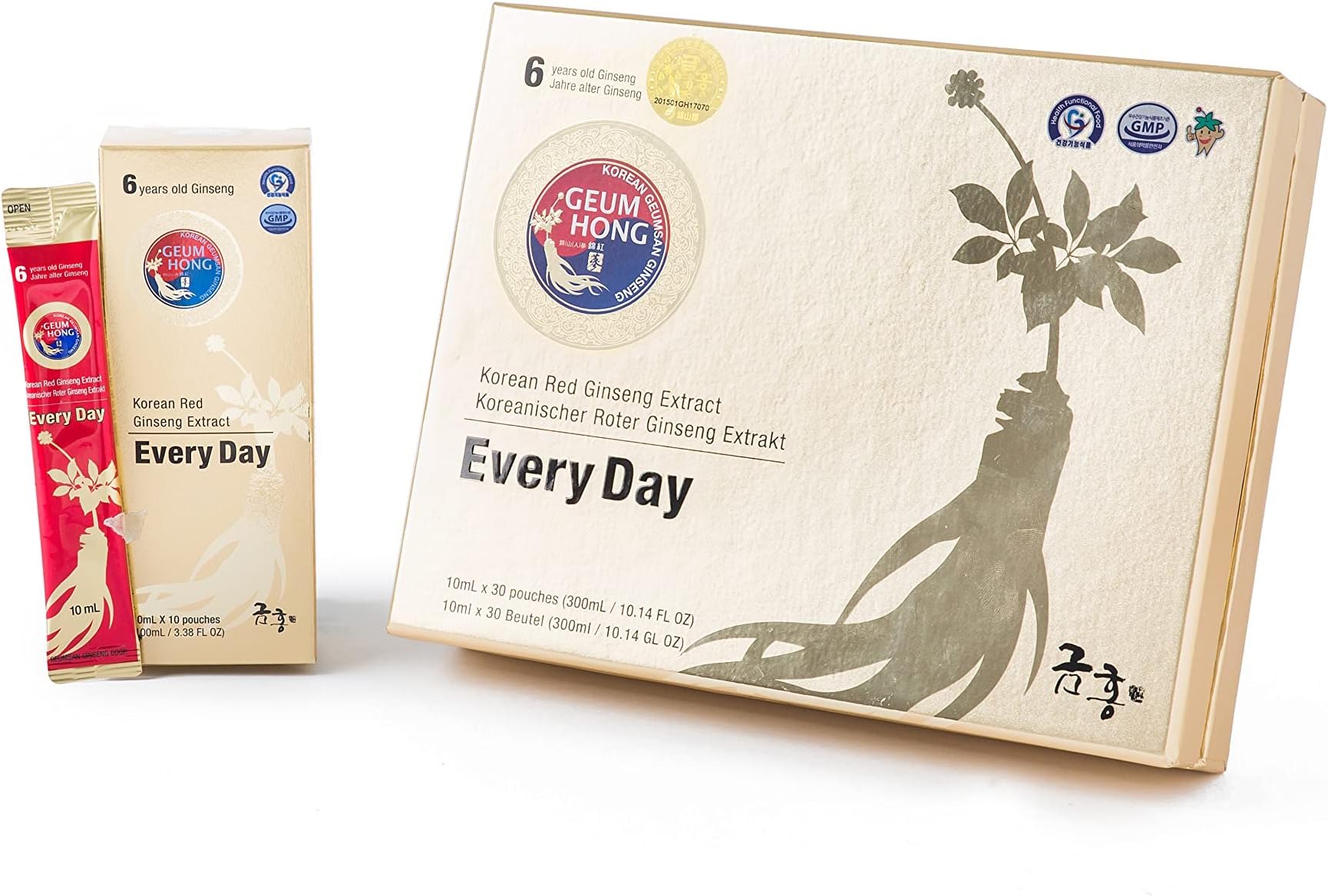 Korean Panax Red Ginseng Extract Everyday - Extra Strength Extract High Potency. Immune System, Promote Mental & Sex Health, 10mlX30 Pouches