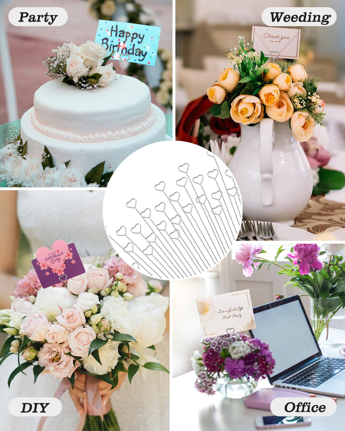 30 Stück Blumen-Kartenhalter Aus Draht – Dekorative Tischkartenhalter Für Hochzeit, Party, Events
