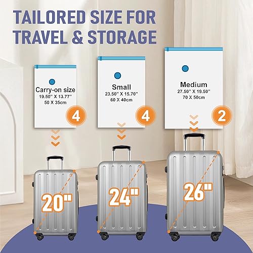 Miniatura 4 de Bolsas de almacenamiento al vacío, bolsas de ahorro de espacio con sellado al vacío para ropa, equipaje de viaje, equipaje de mano, mantas,