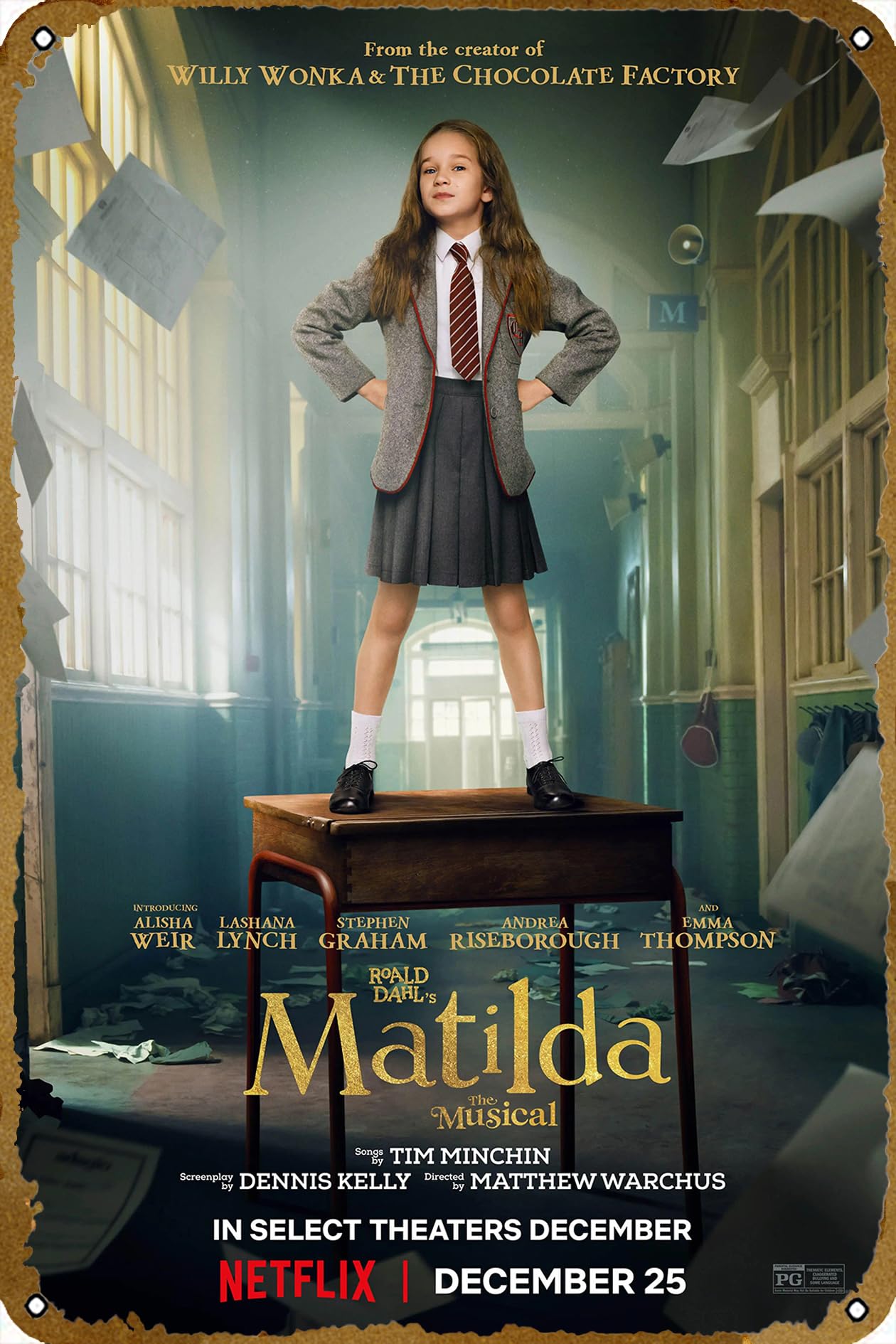Matilda the Musical (2022) Metal Tin Sign Movie Poster Vintage Art Wall Decor 12 x 8 inch