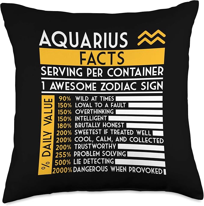 Aquarius Facts Zodiac Horoscope Funny Astrology Star Sign Throw Pillow