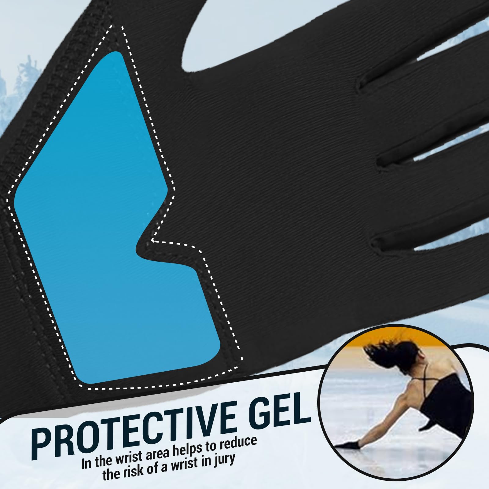 Kami-So Patinaje artístico sobre hielo guantes de competición y práctica con Gel Muñeca Protección - negro -