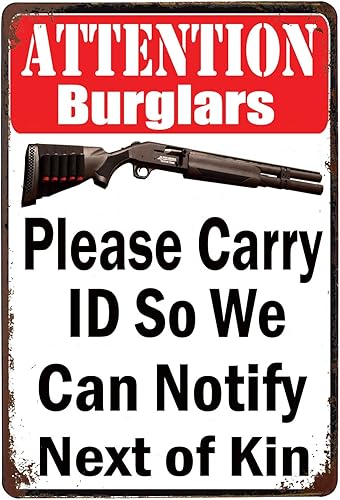 Miniatura 13 de SUMIK Letrero de metal con texto en inglés "No Trespassing I own" Fire Arms and a Backhoe, placa de póster de arte vintage, para garaje, hombre,