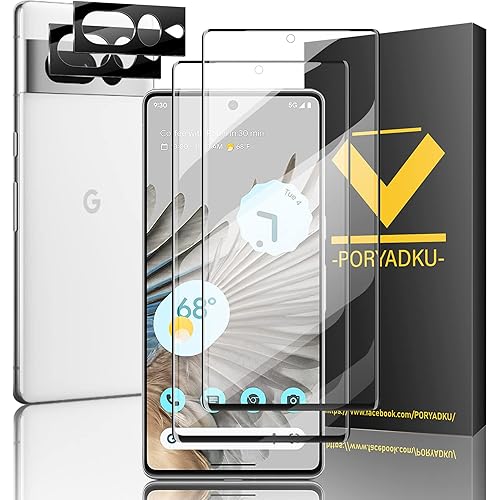 [2+2 Pack] Designed For Pixel 7 Pro Screen Protector, (2 Pack Tempered Glass + 2 Pack Camera Lens Protector), 9H Hardness, Unlock In No Time, 3D Curved For Google Pixel 7 Pro Screen Protector