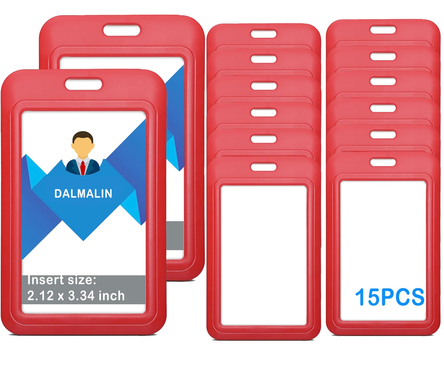 15 Pack Sliding ID Badge Holder Vertical Hard Plastic Card Case Protector Pouch,for Office School ID Credit Cards Proximity Work Badge Sleeve Key