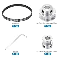 Vista 3 de MECCANIXITY Polea de distribución de 20 y 36 dientes, rueda sincrónica de 0.315 in con correa y llave para impresora 3D, máquina CNC, 1 juego