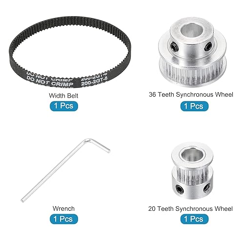 Miniatura 3 de MECCANIXITY Polea de distribución de 20 y 36 dientes, rueda sincrónica de 0.315 in con correa y llave para impresora 3D, máquina CNC, 1 juego