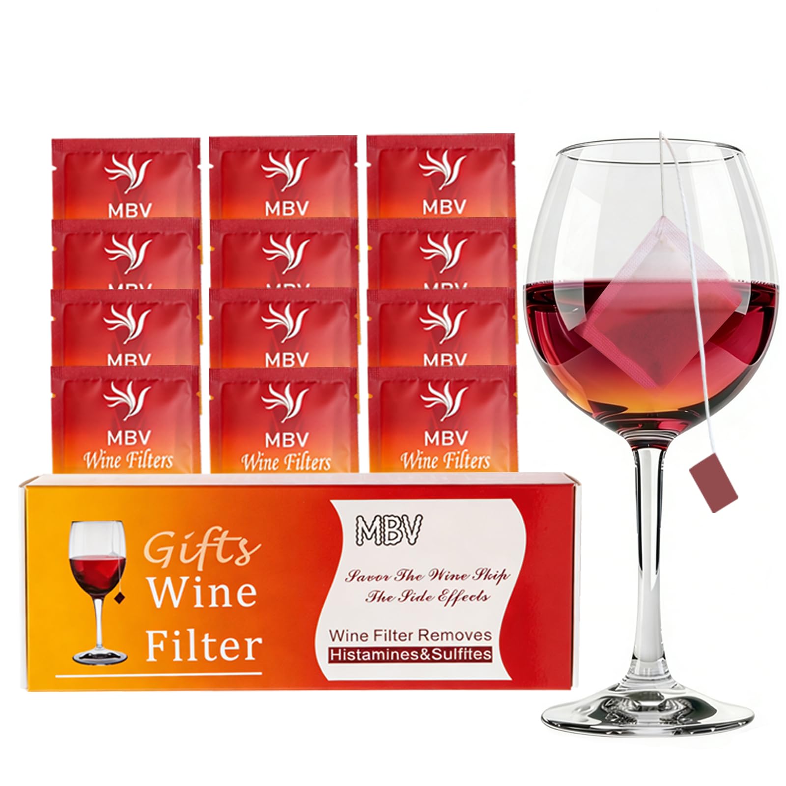 12 PCS Wine Filters, Wine Purifier for Histamines and Sulfite Remover