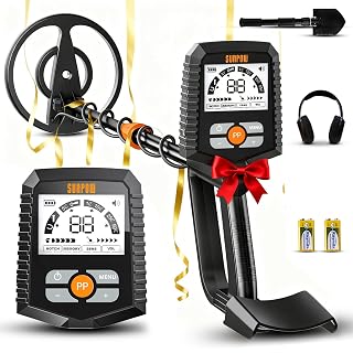 SUNPOW Metalldetektor Profi Set für Erwachsene & Kinder – Verbesserter Chip, Hohe Genauigkeit, Starke Störungsunterdrückung, 4 Suchmodi (Ganzmetall, Kerbe, Pinpoint, Memory), LCD-Display, Komplettsett - Amazon product rated Grade A