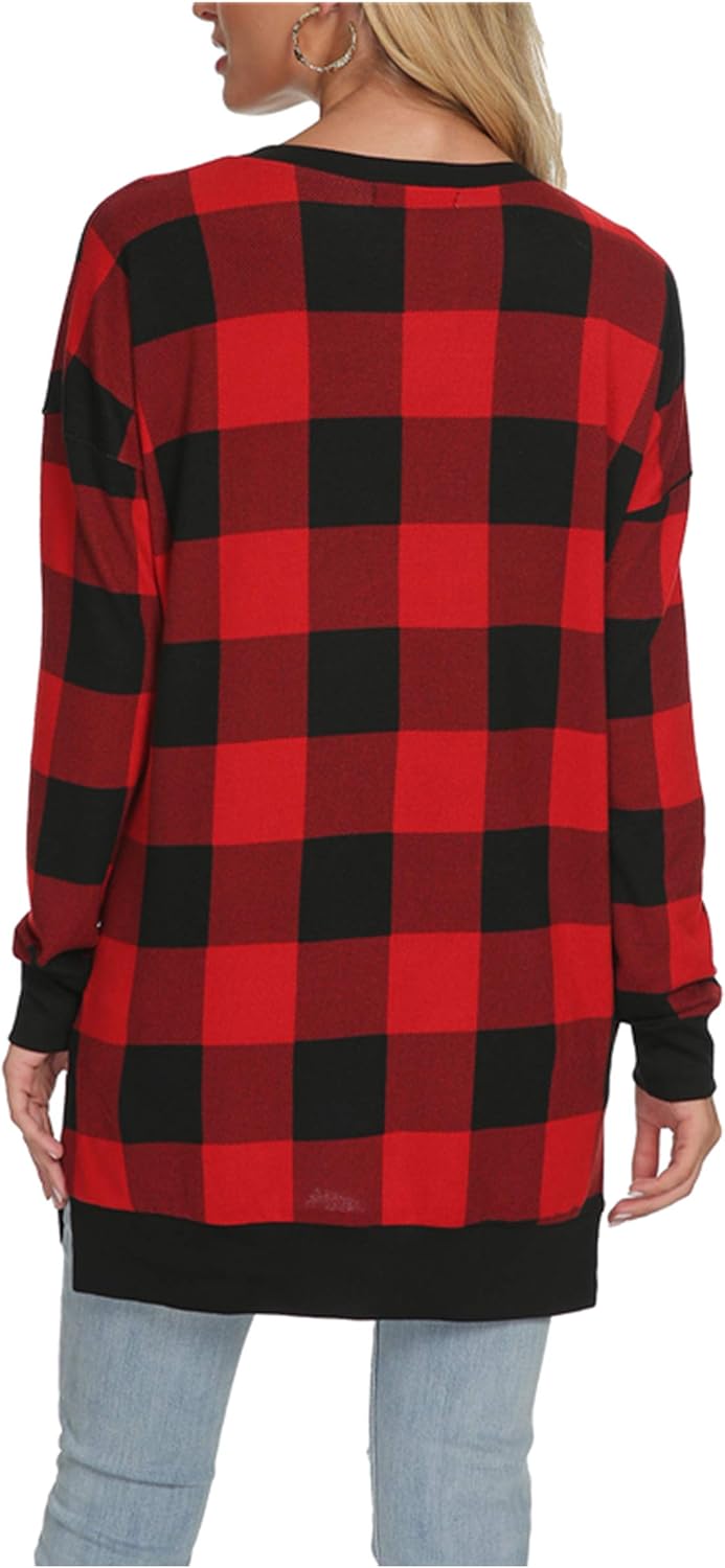 levaca Womens Oversized Pullover Sweaters Tunic Shirts for Leggings Red XL - Image 4