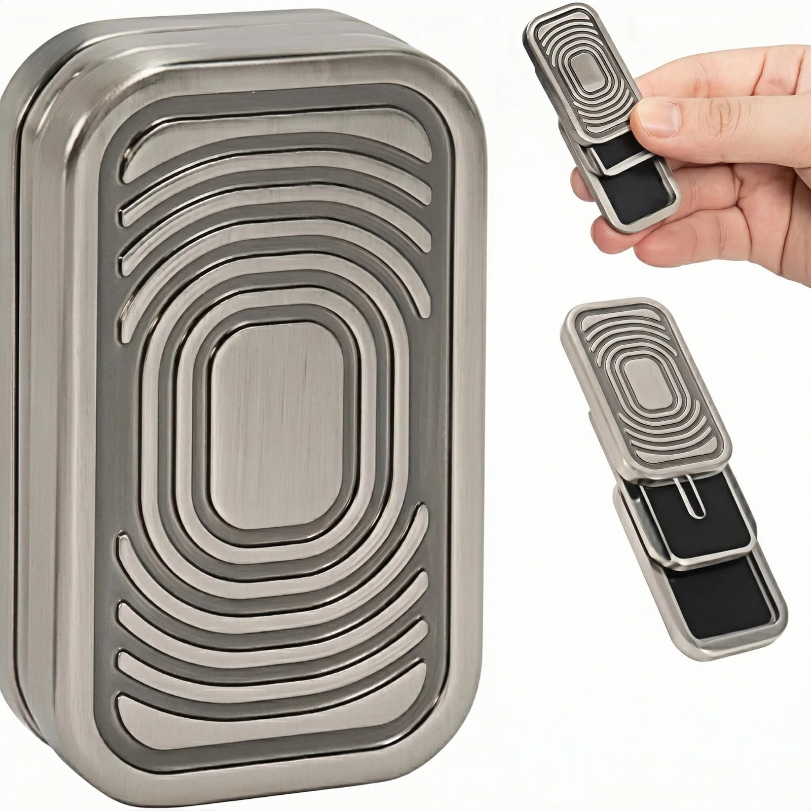 Fidget Toys, Push Slider Fidget, Fidget Slider Toys, Desk Toys for Adults & Teens. Relieve Anxiety & ADHD, Improve Focus. Gifts for Boyfriend, Husband and Friends (A-Silver)