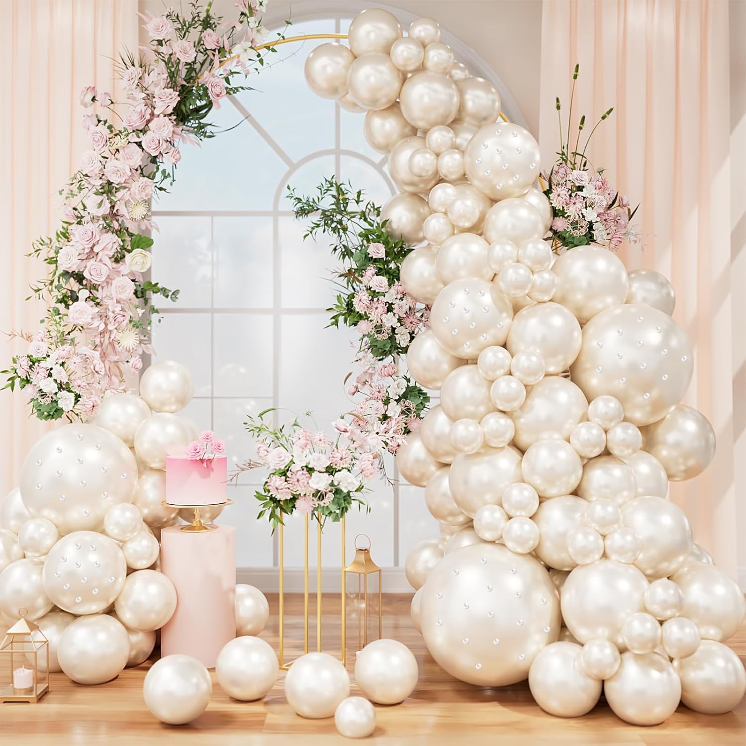 Kit d'arche de ballons blancs nacrés à double couche premium pour des décors d'exception - 8