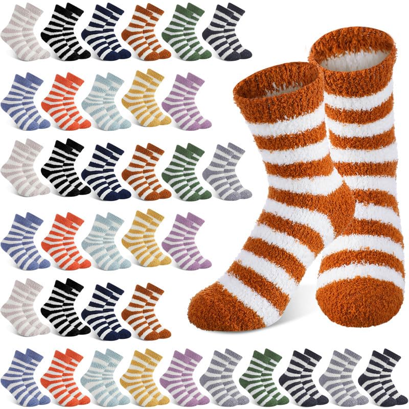 Image of Hicarer 36 Pairs Thicker Warm Fuzzy Socks for Women Bulk Plush Mother's Day Gift Slipper Socks Adult
