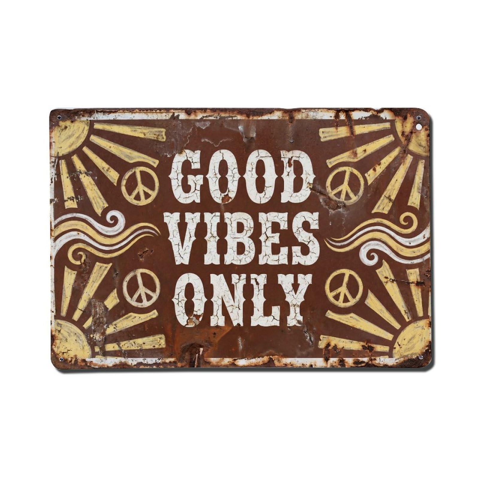 Good Vibes Only Lifestyle Retro Motivational Slogans Metal Tin Sign Wall Decor for Cafe, Club, Garden Metal Poster 8x12Inch