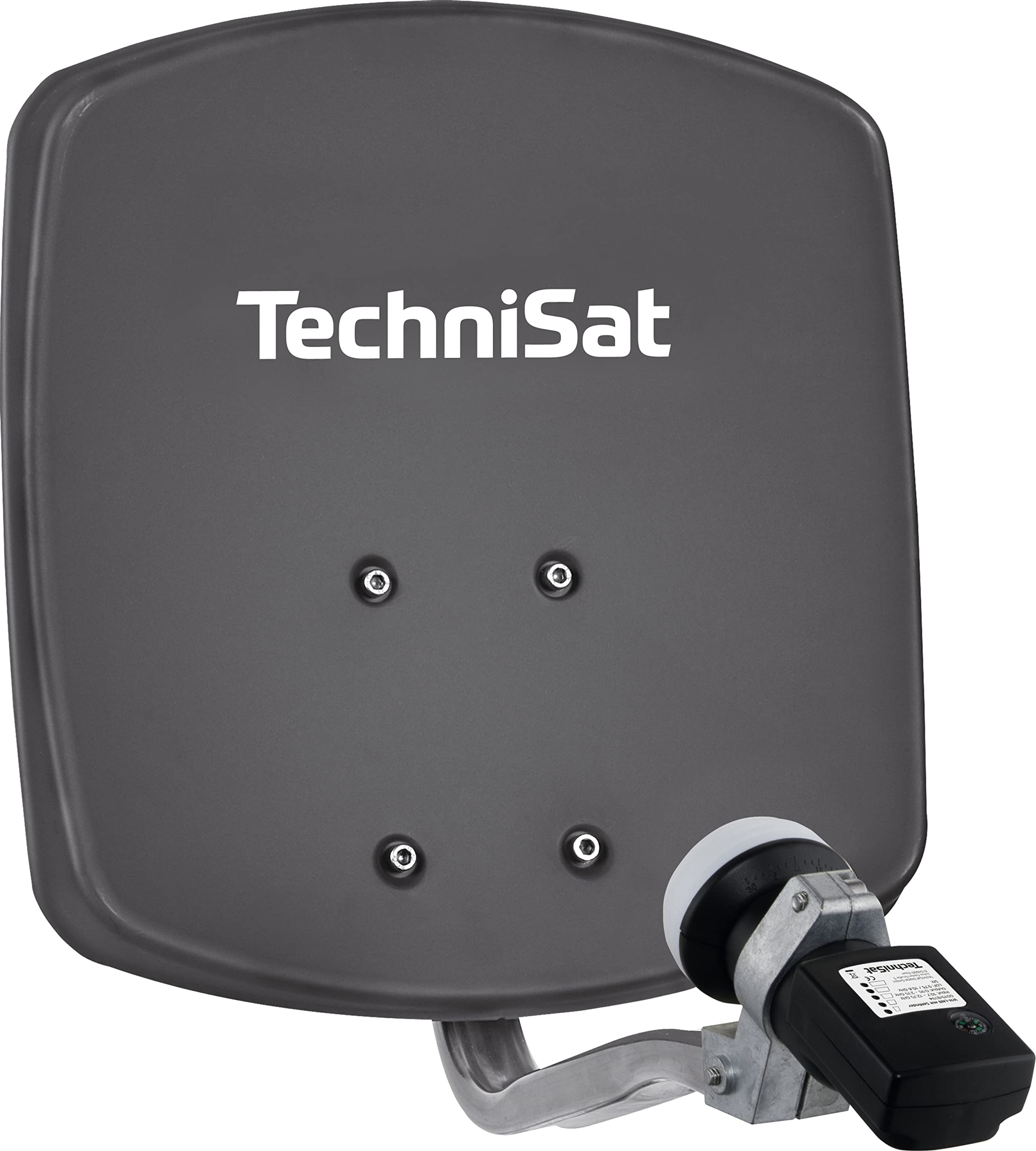 TechniSat DIGIDISH 33 Satelliten-Schüssel 33 cm Komplettset mit Wandhalterung und Satfinder V/H-LNB grau