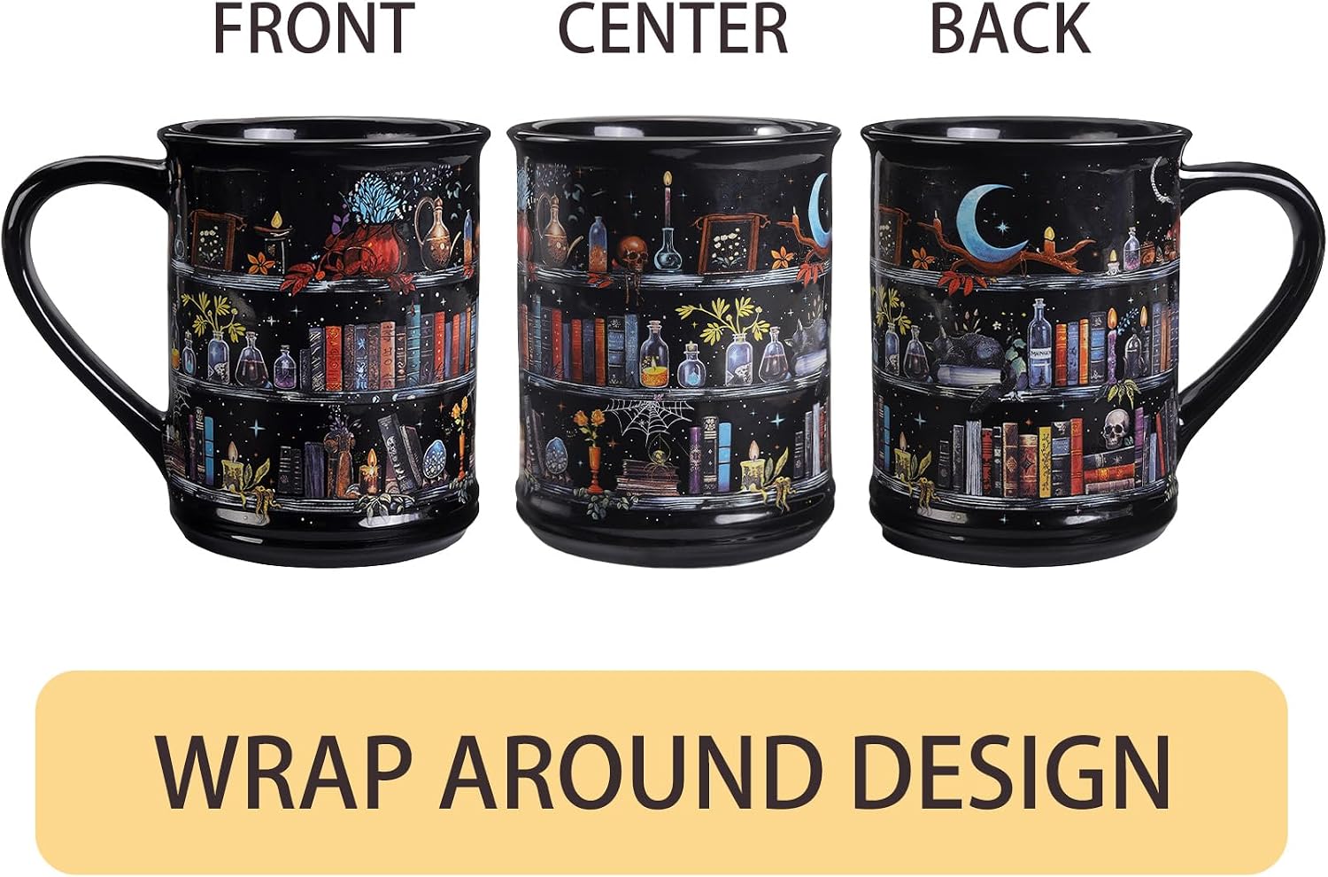Potiera 16 oz Ceramic Large Book Mug, Unique Gifts for Book Lovers Women