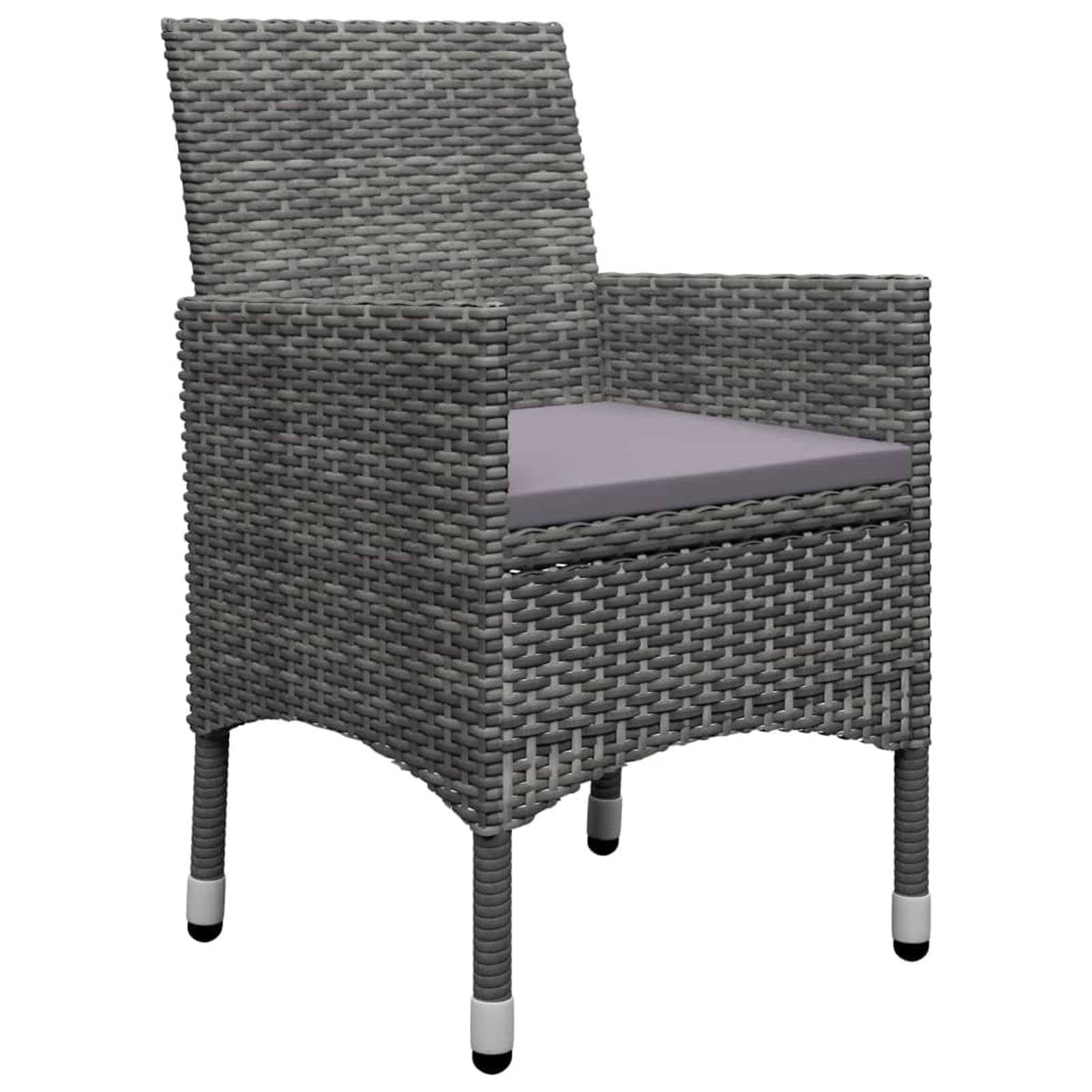 Set da 3 pezzi con struttura in polyrattan resistente ai raggi UV e piano in legno di acacia massiccio, grigio, 1 tavolo + 2 sedie, ideale per piccoli spazi esterni